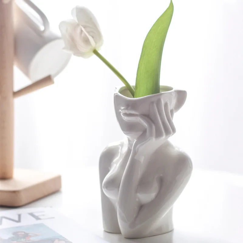Ceramic Face Flower Vase