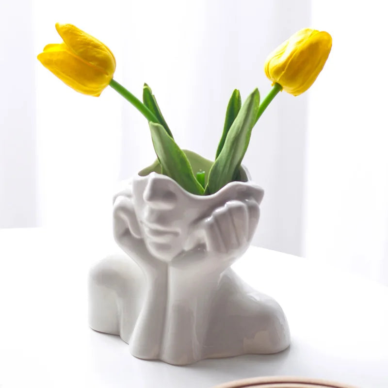 Ceramic Face Flower Vase